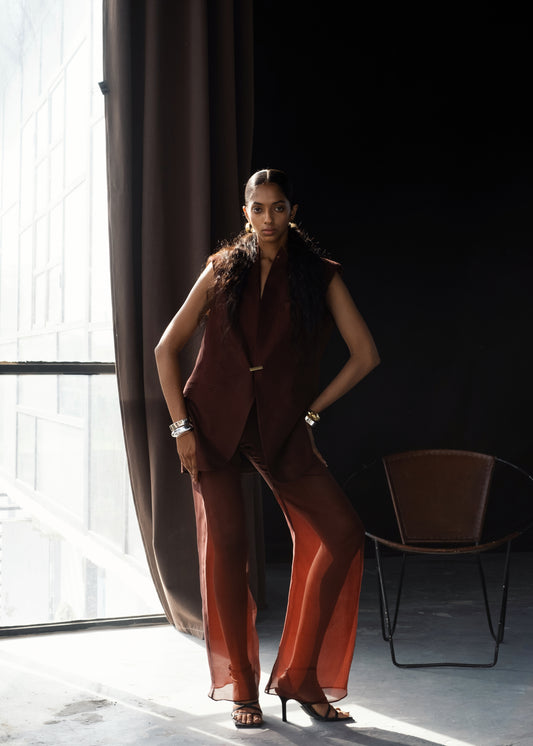 Merlot Vest & Organza Pants