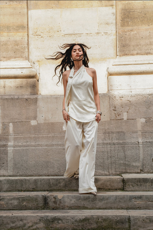 Whisper White Asymmetrical Top & Pants