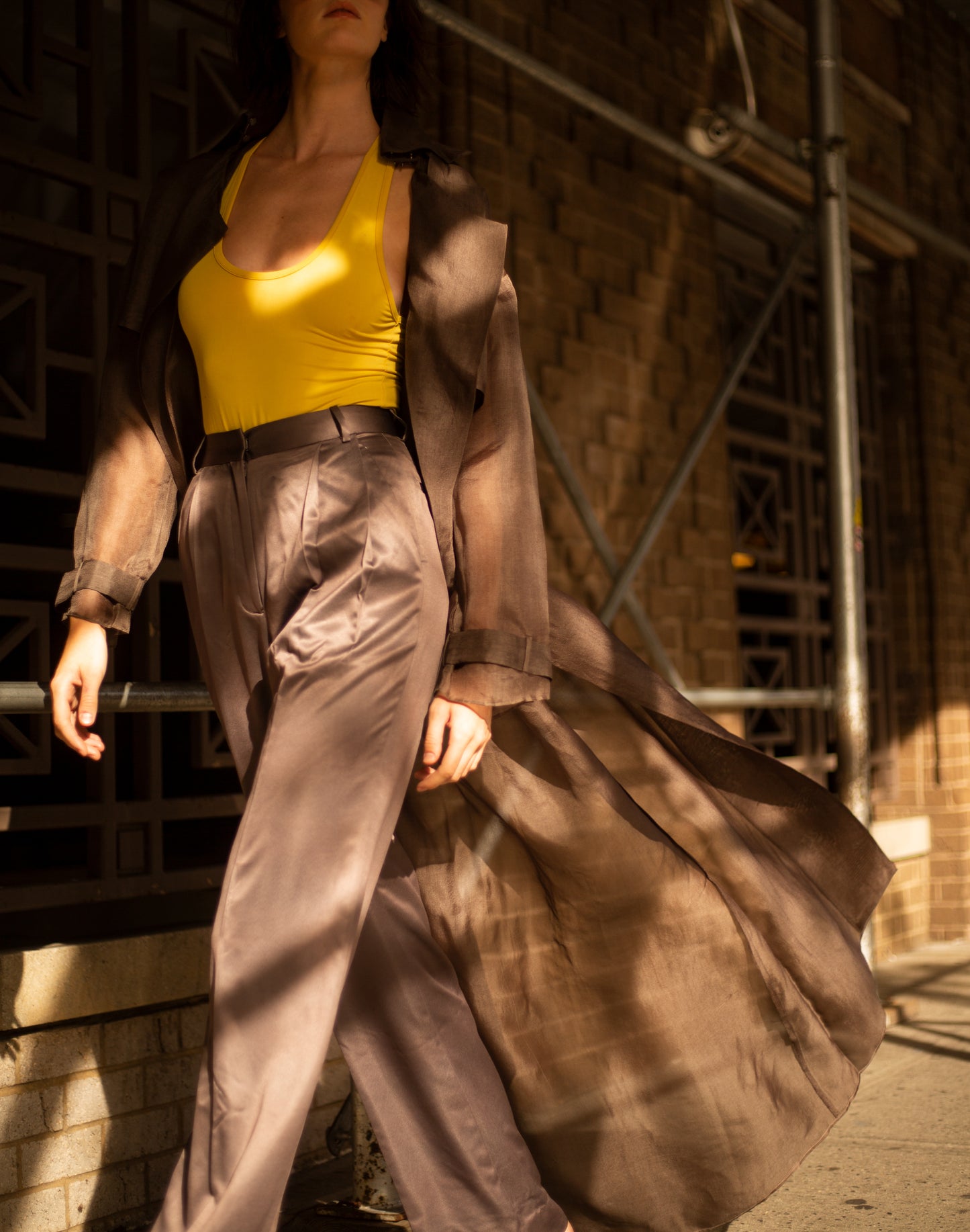 Tender Yellow Scoop Neck Bodysuit & High Rise Flowy Pants