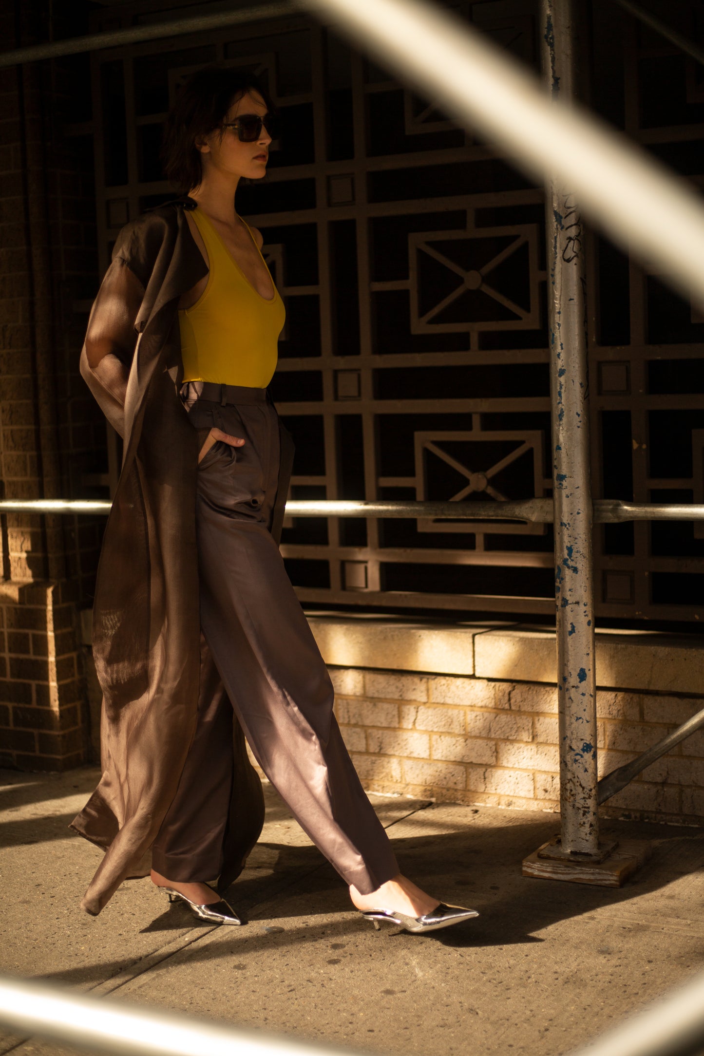 Tender Yellow Scoop Neck Bodysuit & High Rise Flowy Pants