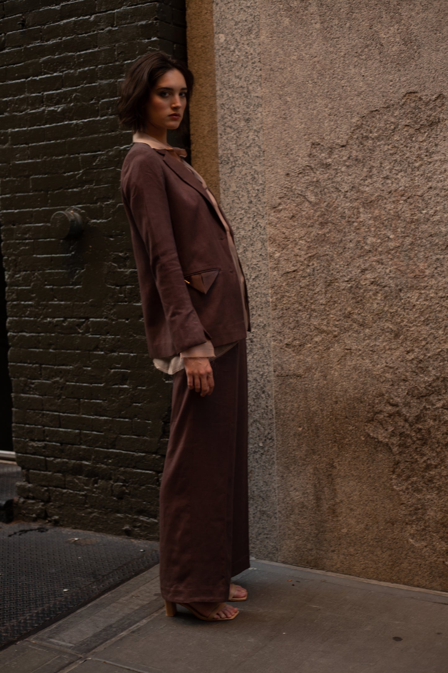 Morel Pantsuit & Sheer Shirt