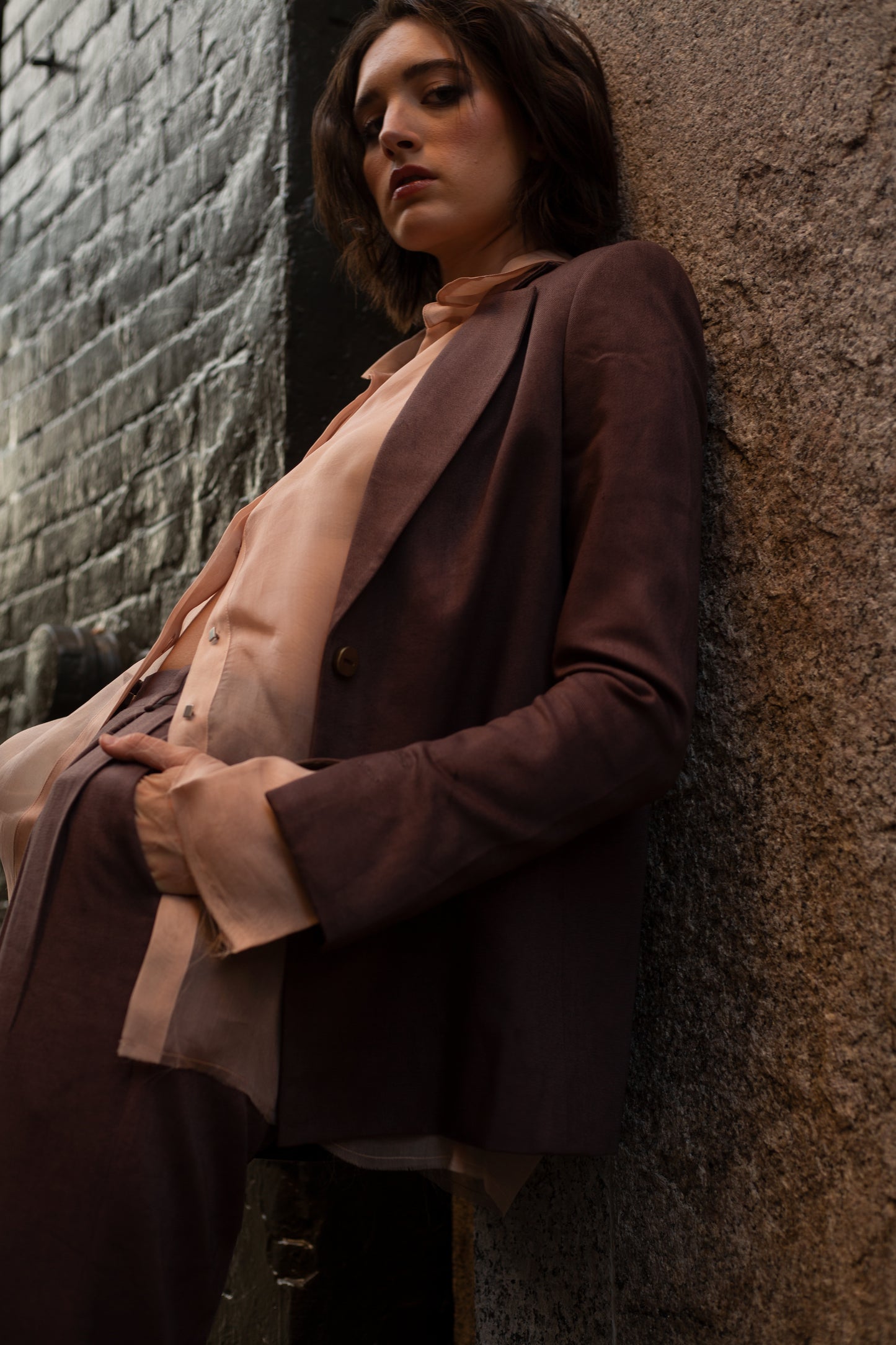 Morel Pantsuit & Sheer Shirt