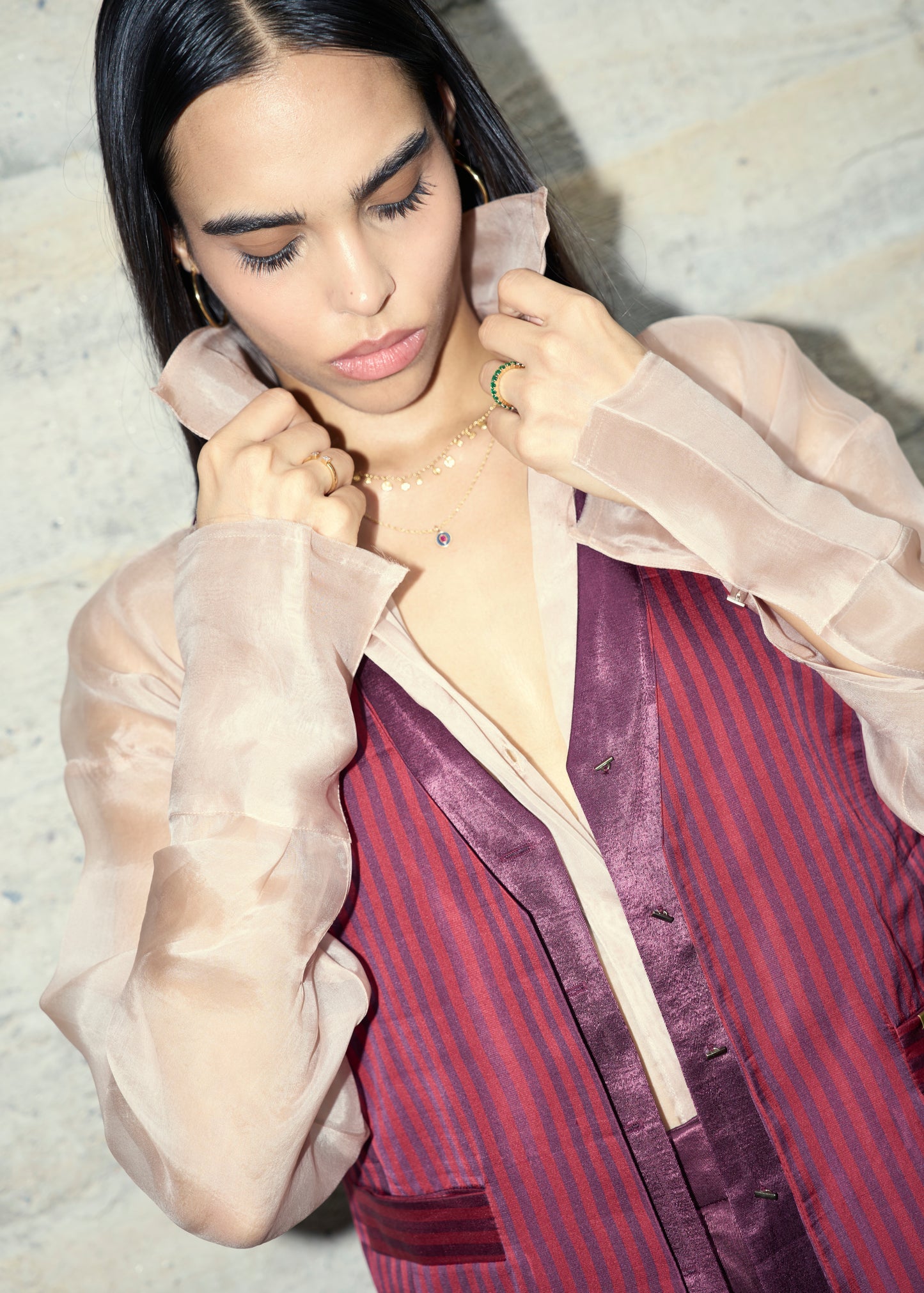 Plum Pinstripe Double Layered Vest & Pants