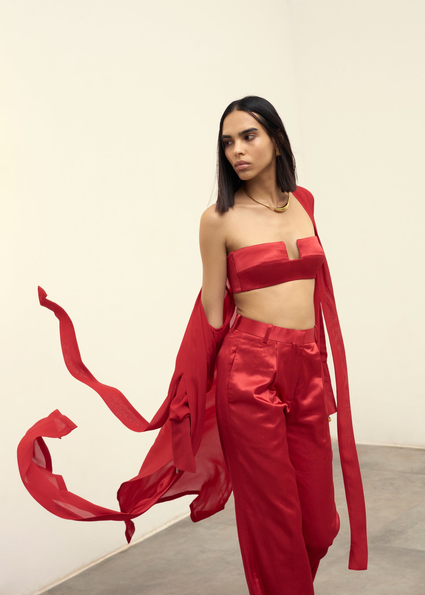 Poppy Red Georgette Top & Pants