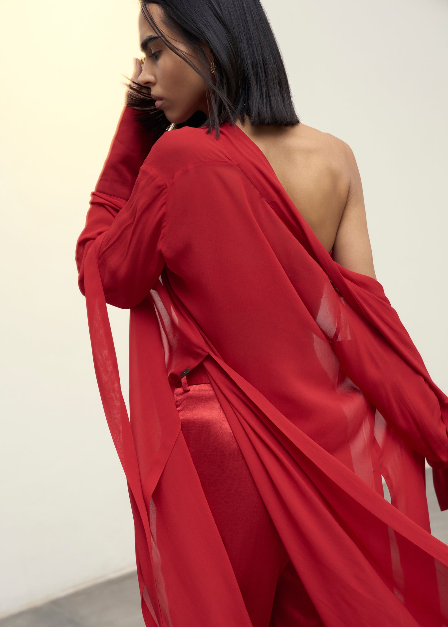 Poppy Red Georgette Top & Pants