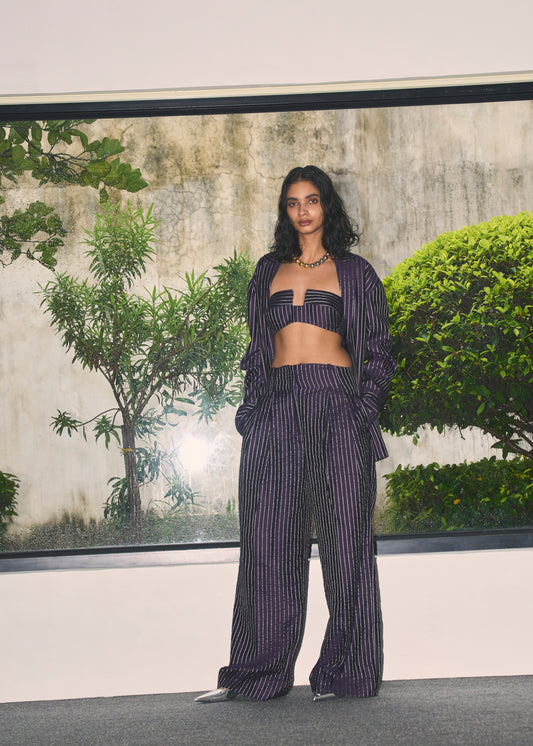 Aubergine Gleam Pinstripe Pantsuit