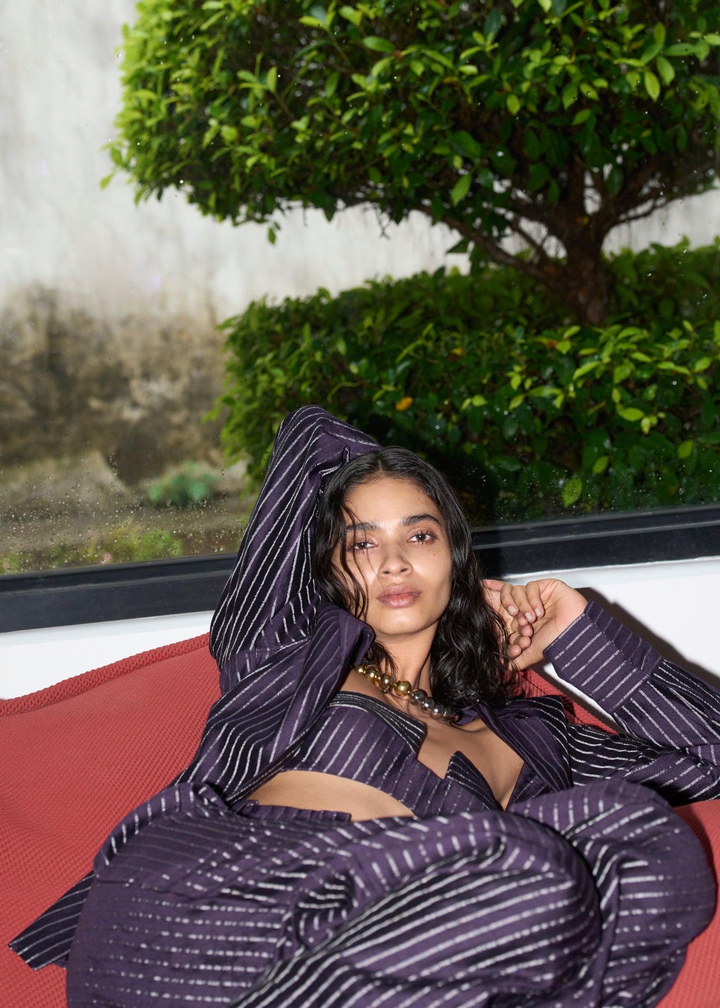 Aubergine Gleam Pinstripe Pantsuit