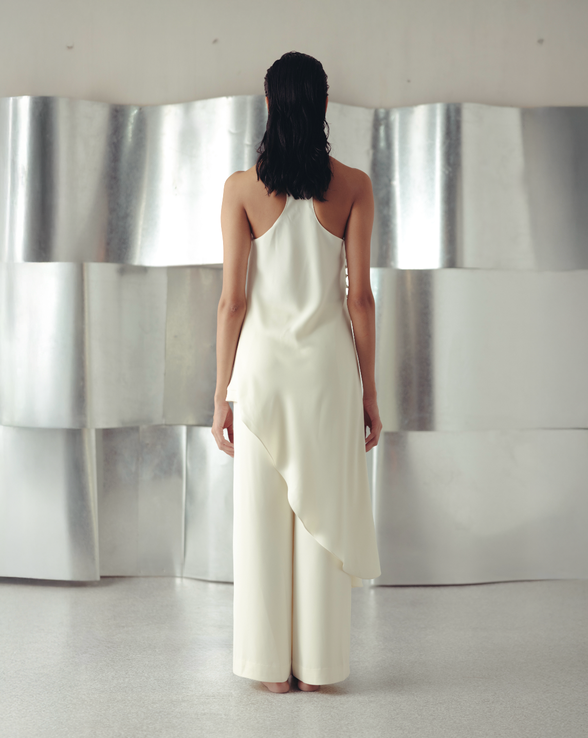 Anitque White Crepe Trousers