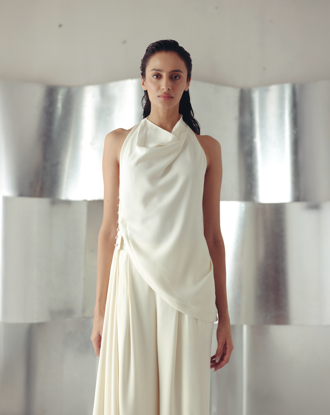 Anitque White Cowl Top