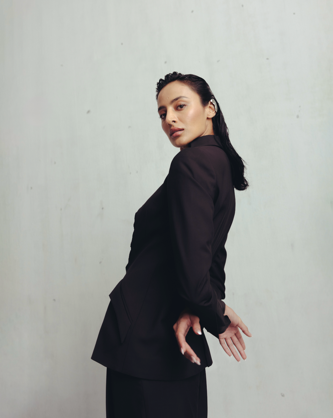 Seal Brown Cut Out Lapel Blazer