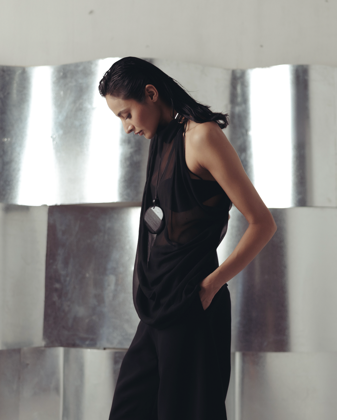 Bristol Black Sheer Top