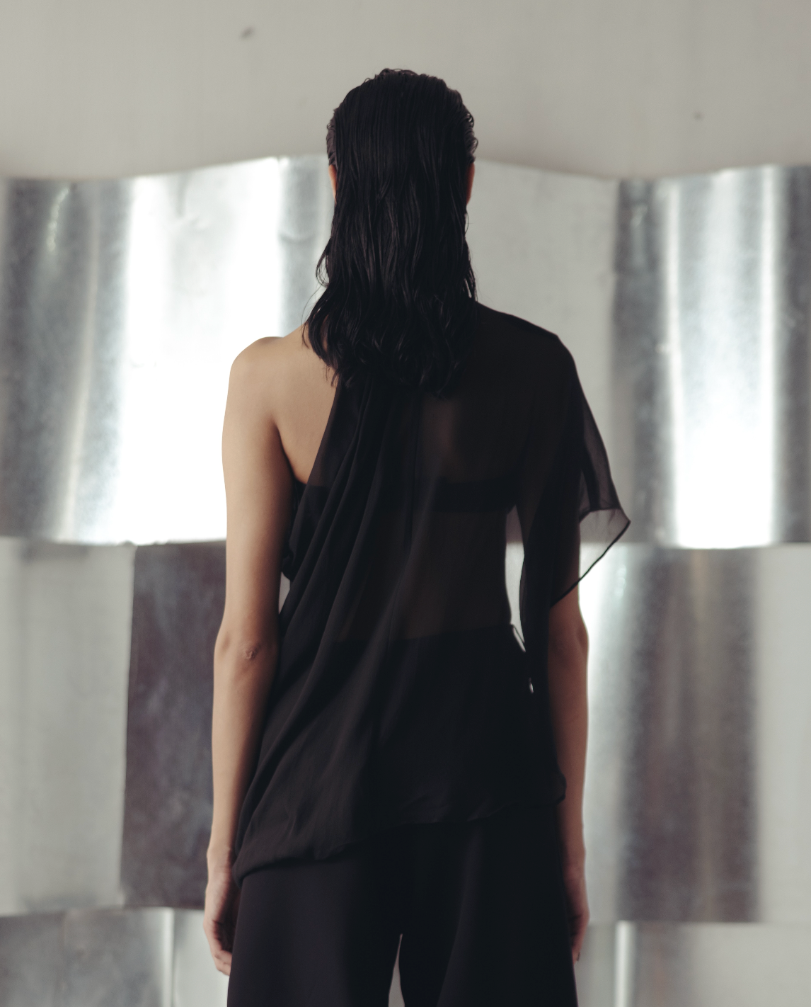 Bristol Black Sheer Top