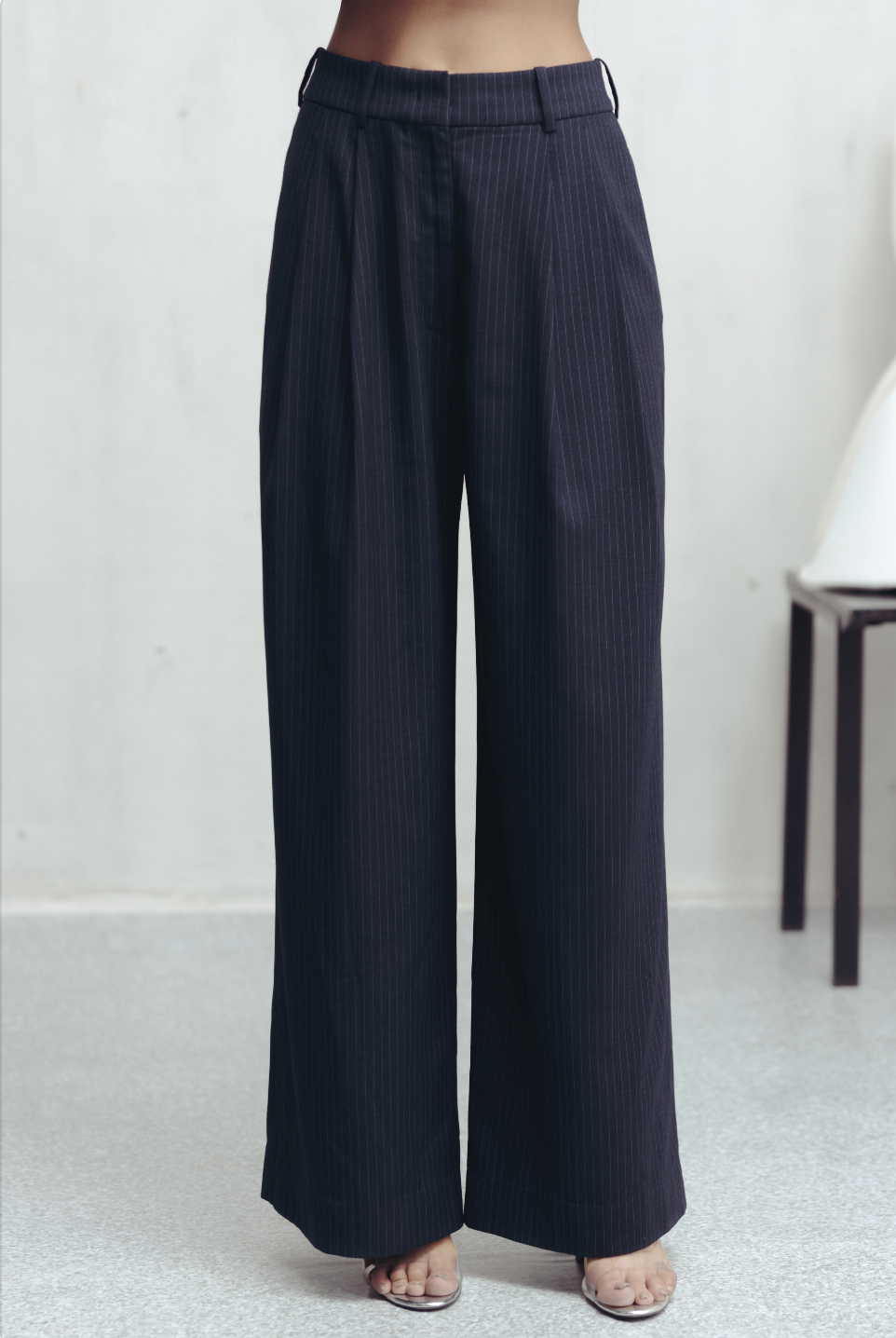 Gray Contours Pinstripe Trousers