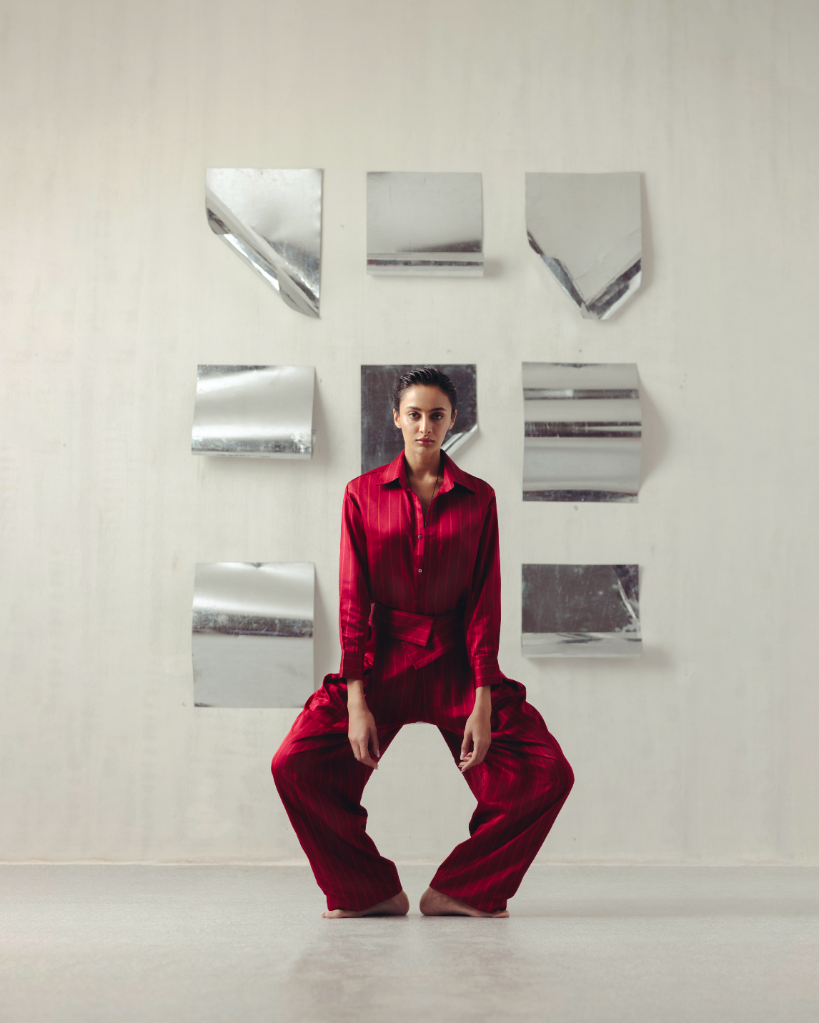 Jester Red Pinstripe Flap Pants