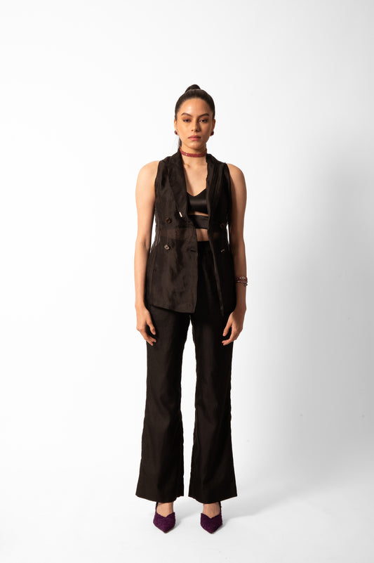 Noir Organza Vest and Pants