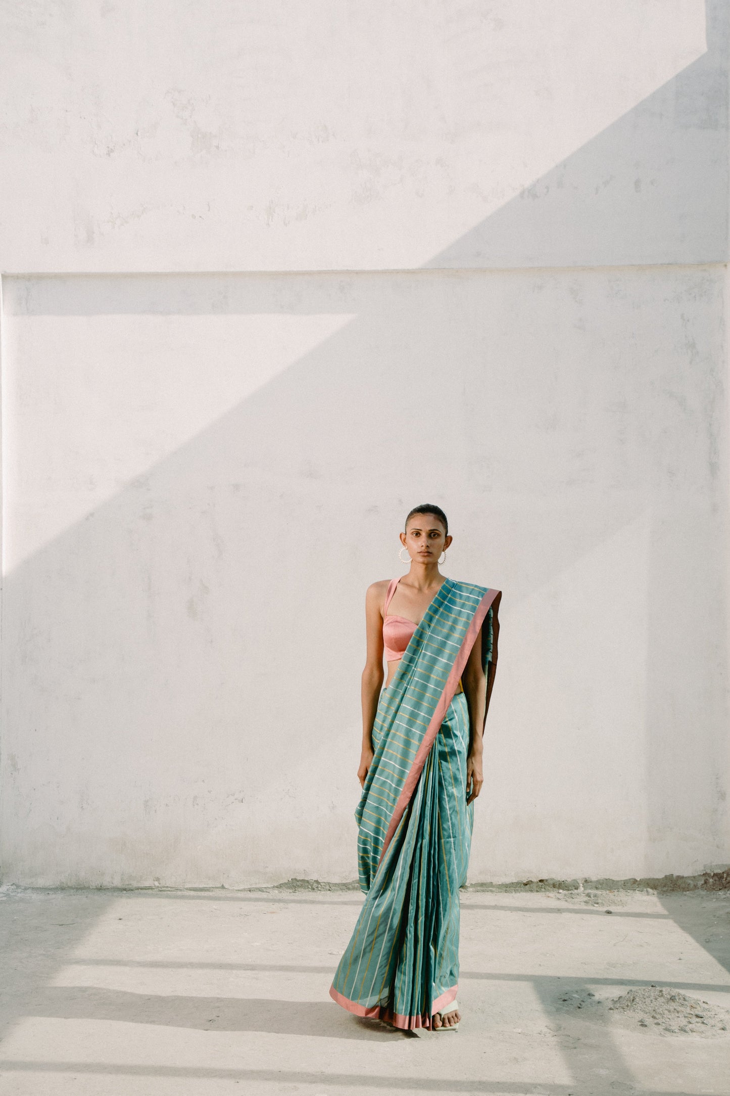 Fresh Green Striped Sari