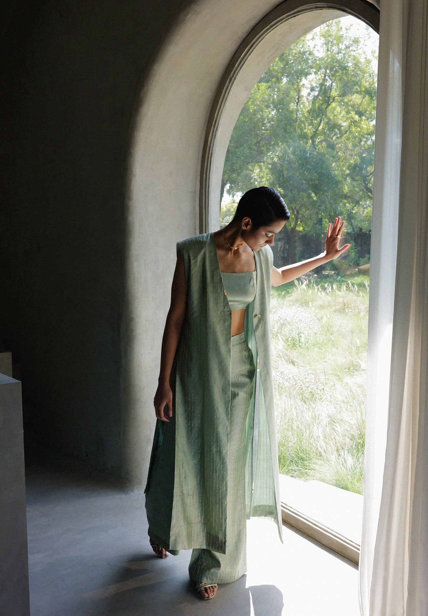 Mineral Green Cape With Pants