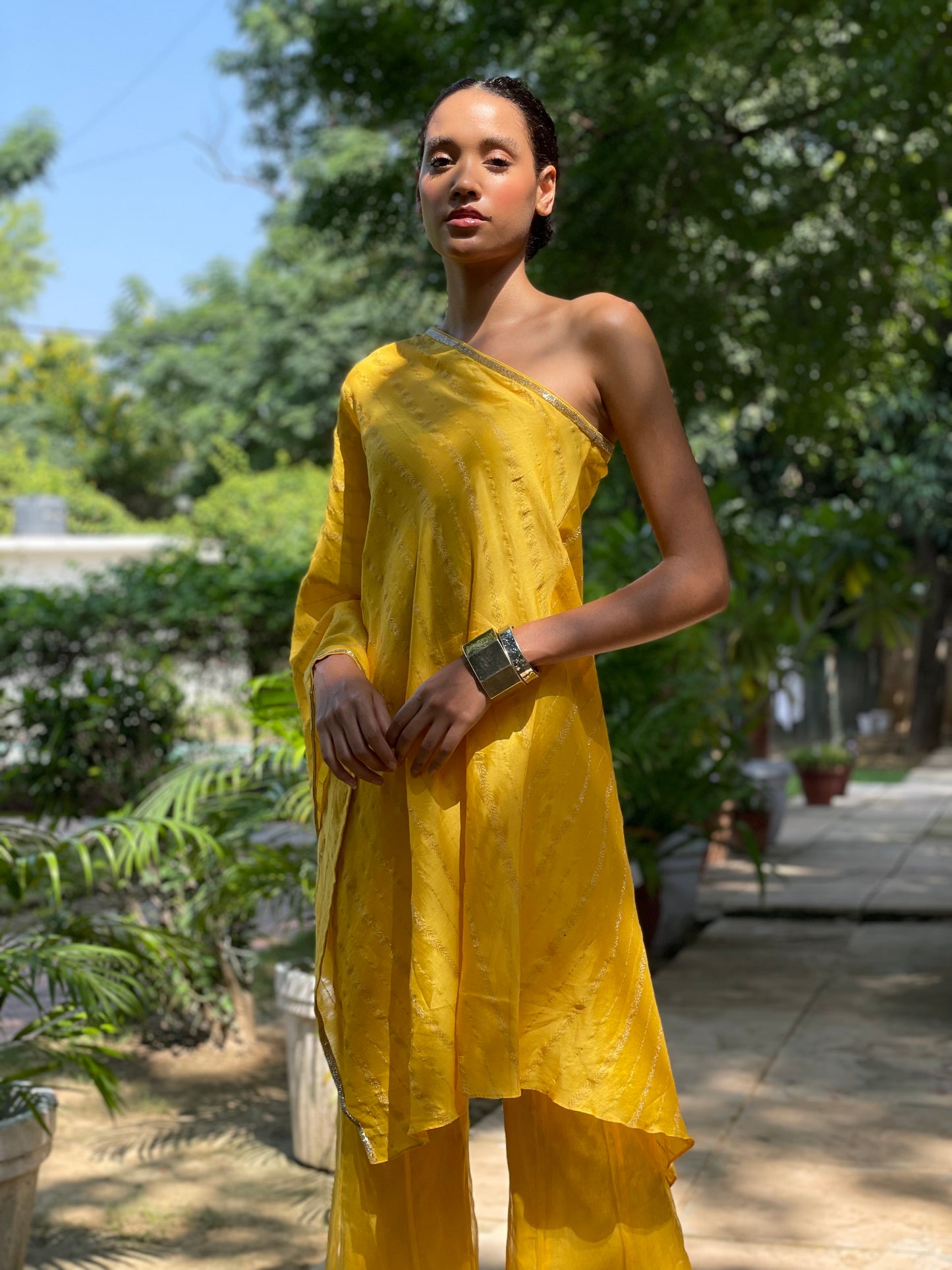 Sunny Yellow One Shoulder Set
