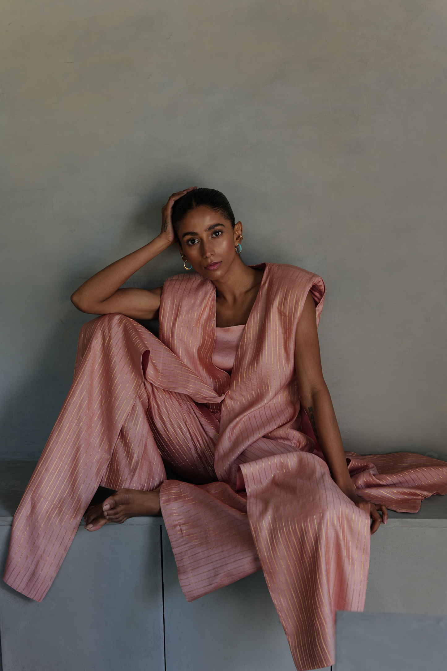 Peach Blossom Cape With Pants