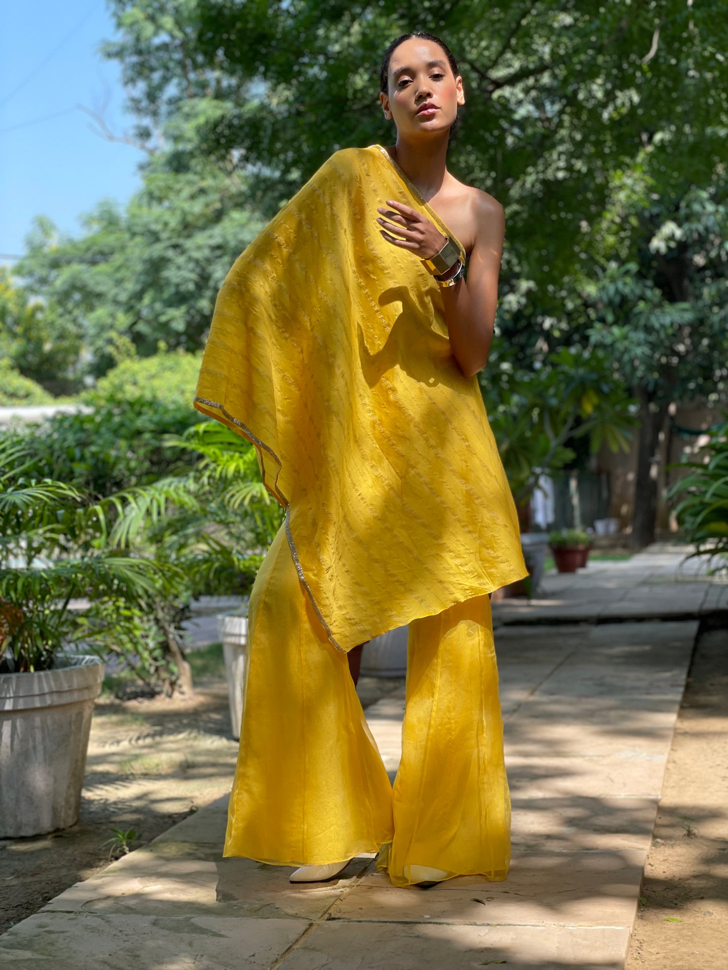 Sunny Yellow One Shoulder Set