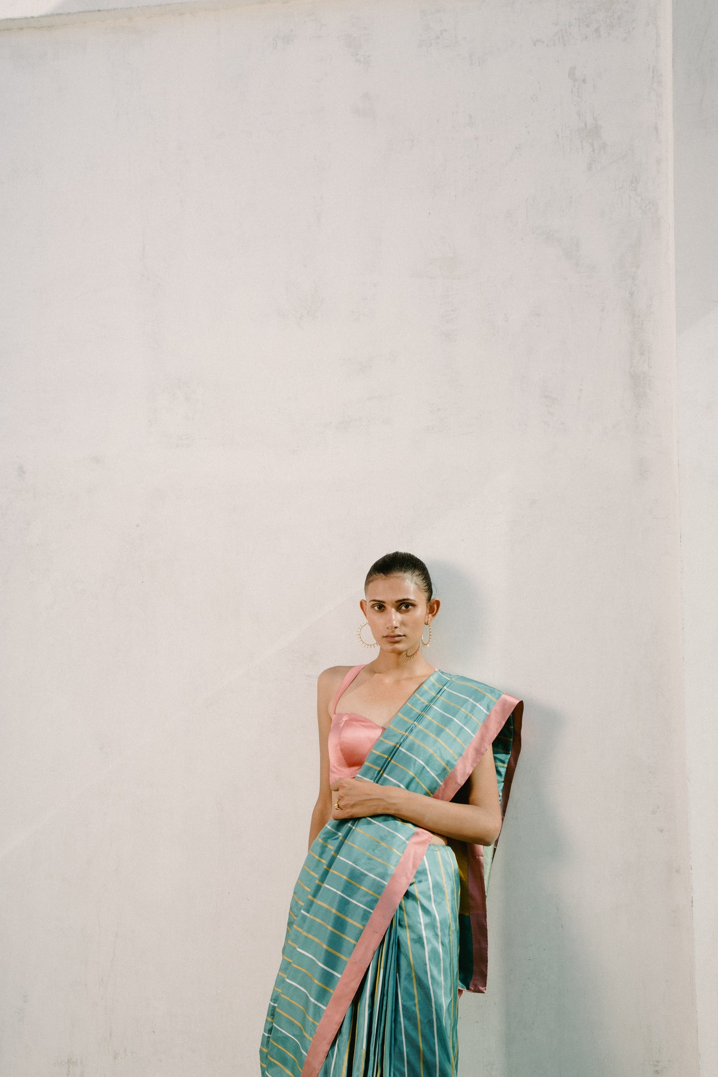 Fresh Green Striped Sari