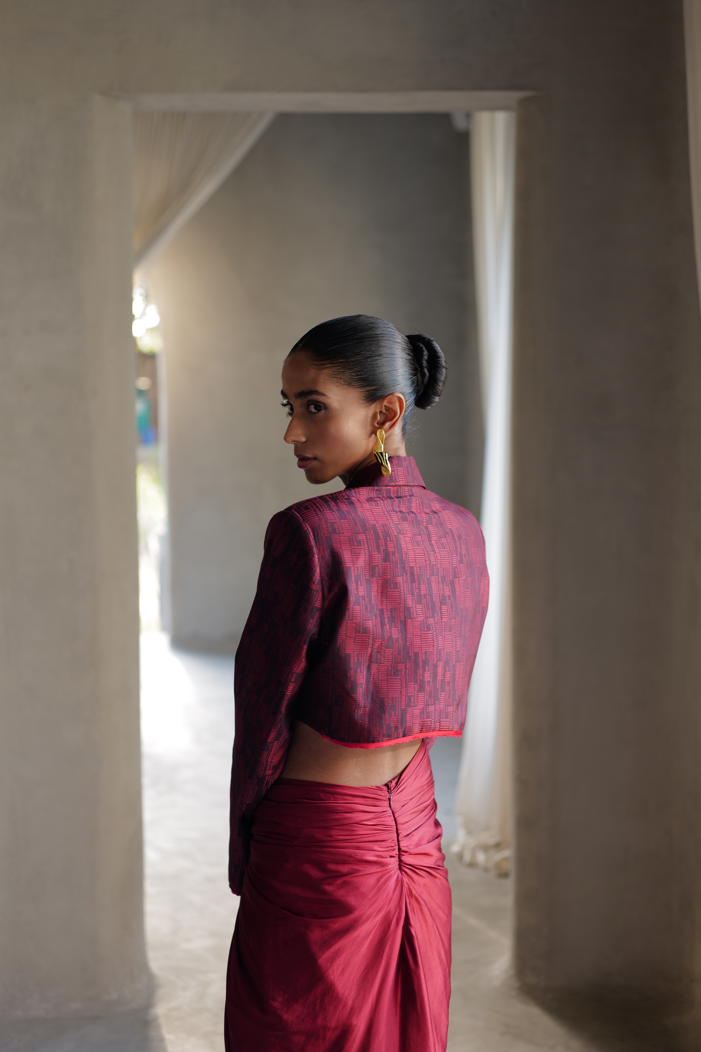 Sceptre Red Cropped Blazer With Skirt