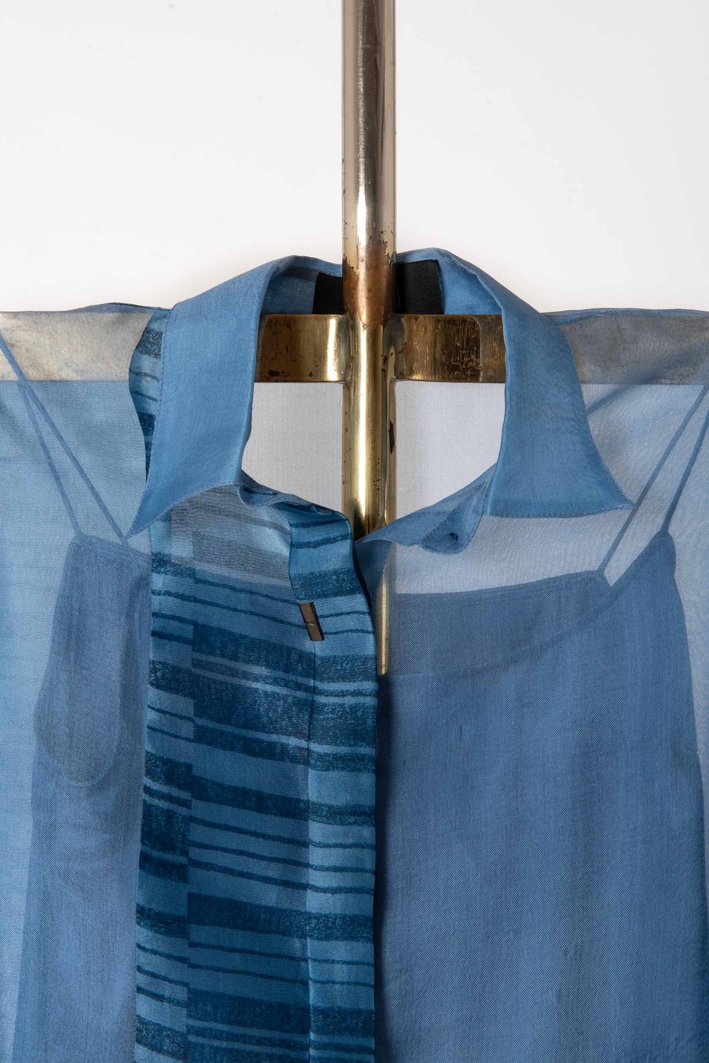 Parisian Blue Block Print Organza Shirt