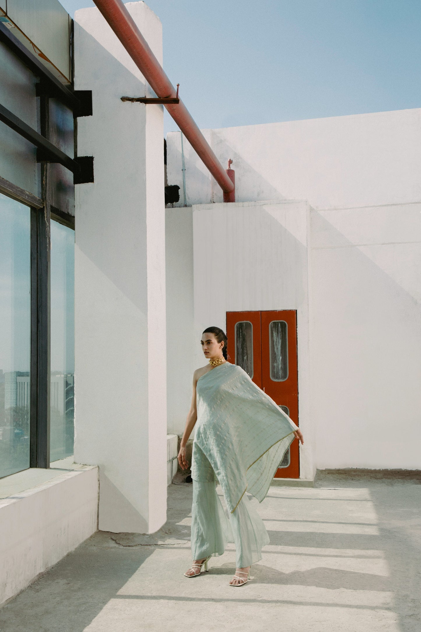 Agave Green One Shoulder Outfit