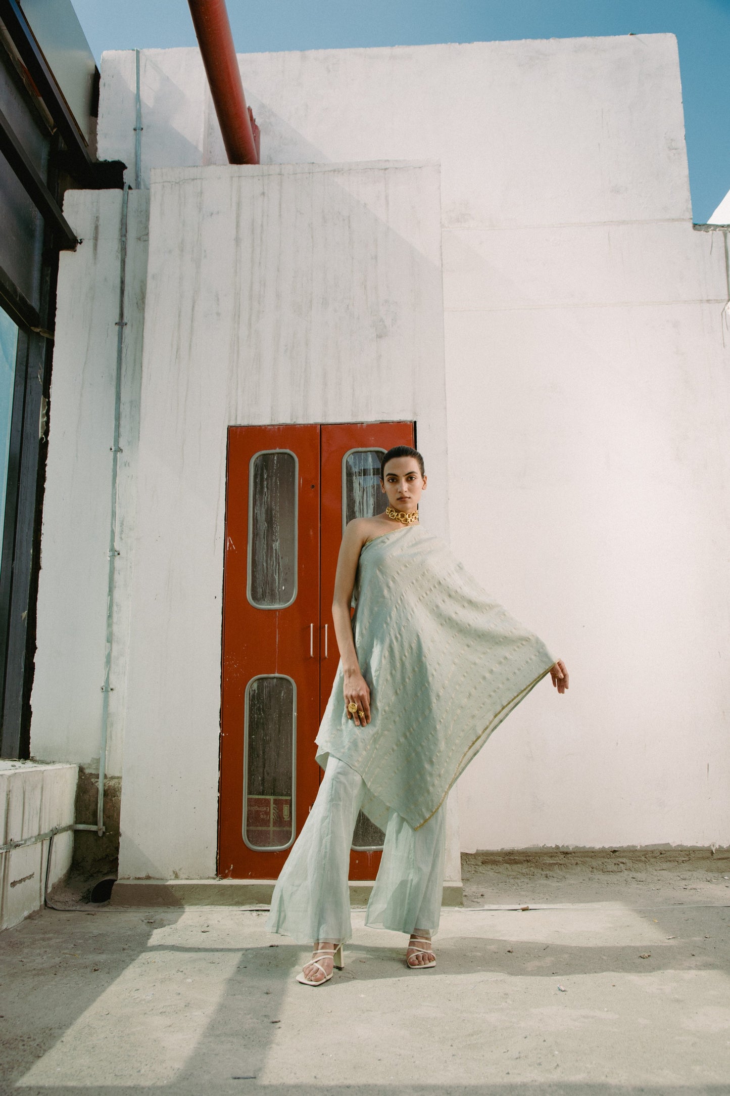 Agave Green One Shoulder Outfit