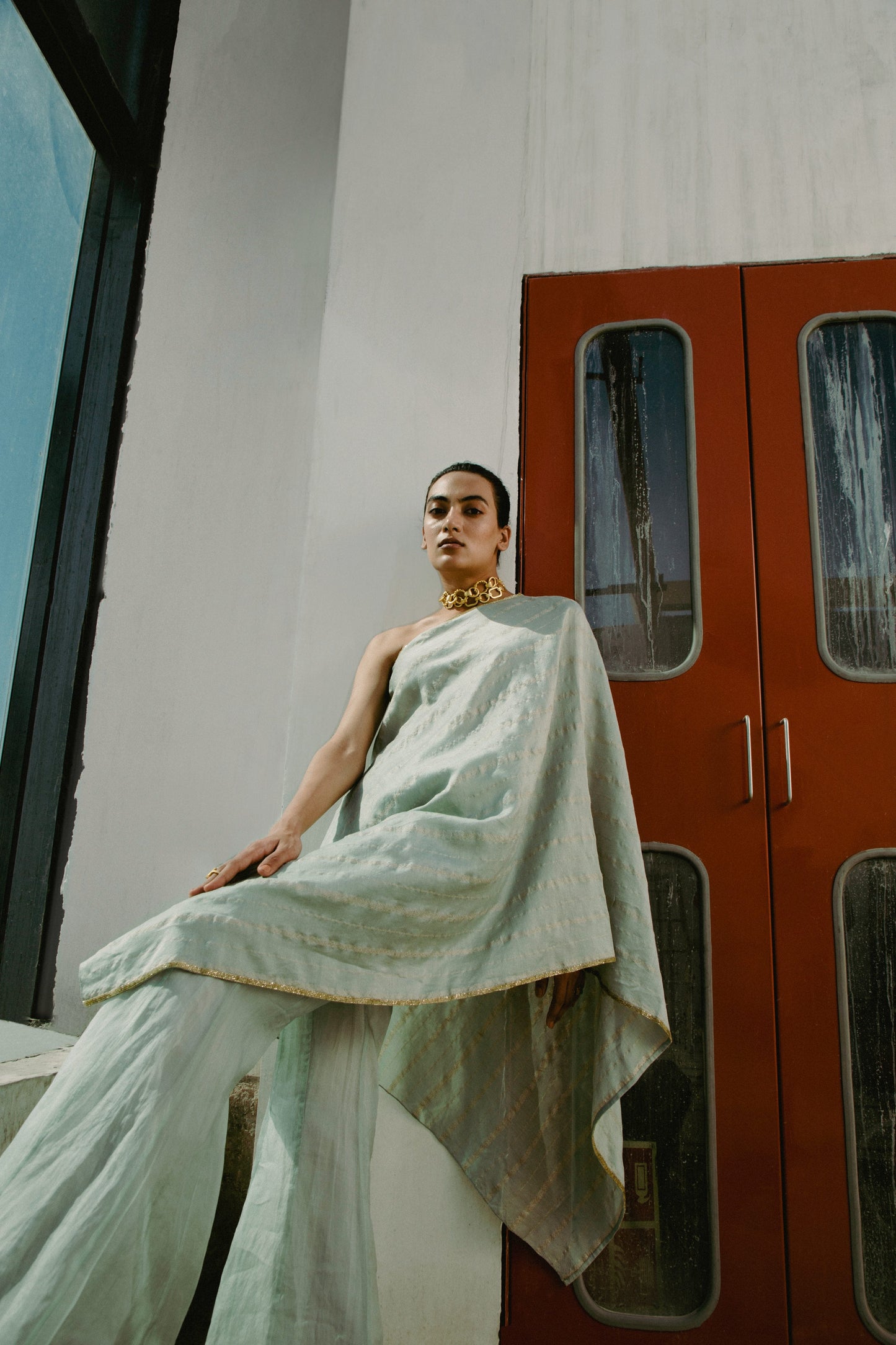 Agave Green One Shoulder Outfit