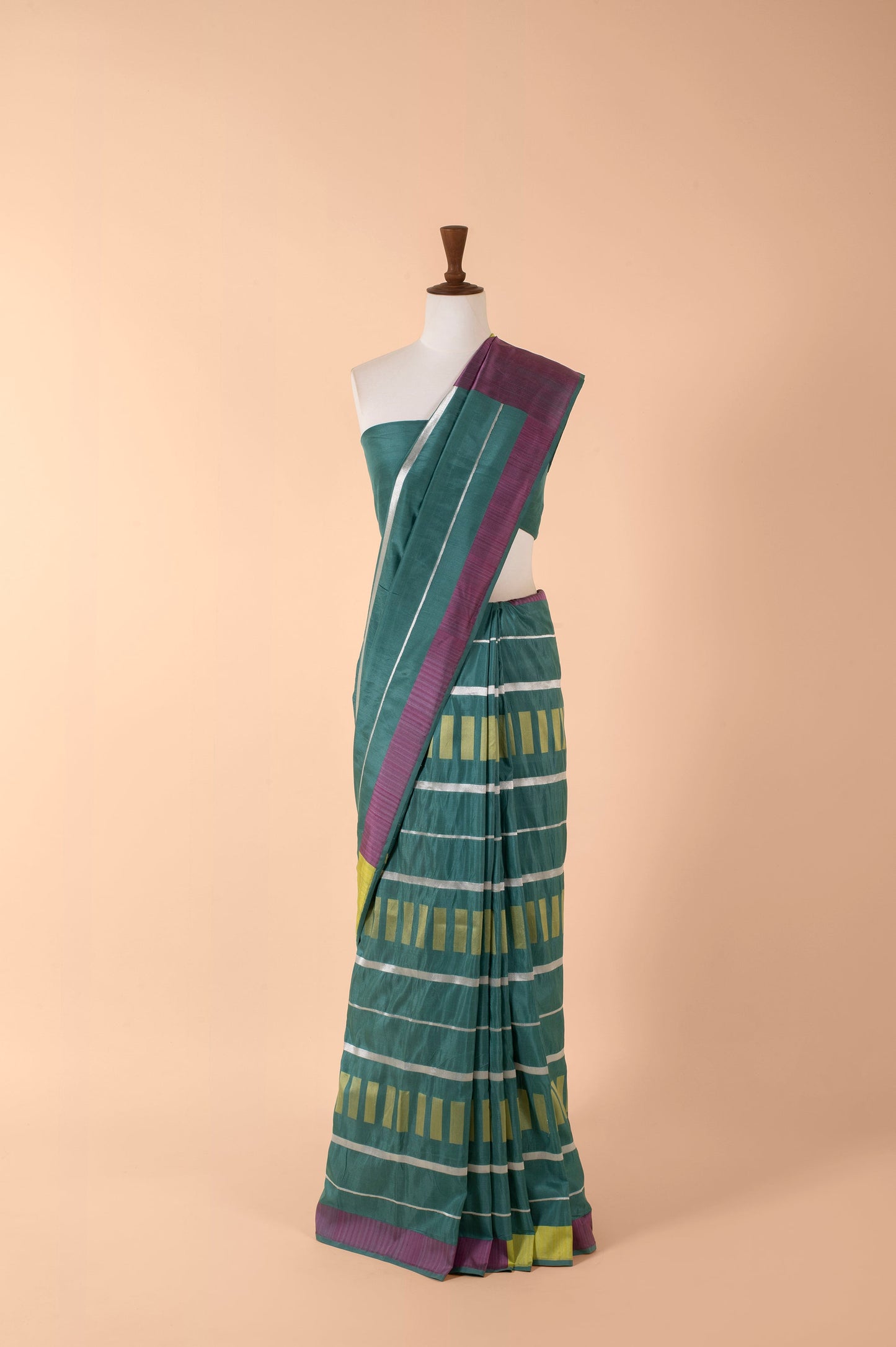 Summer Green Colorblocked Sari