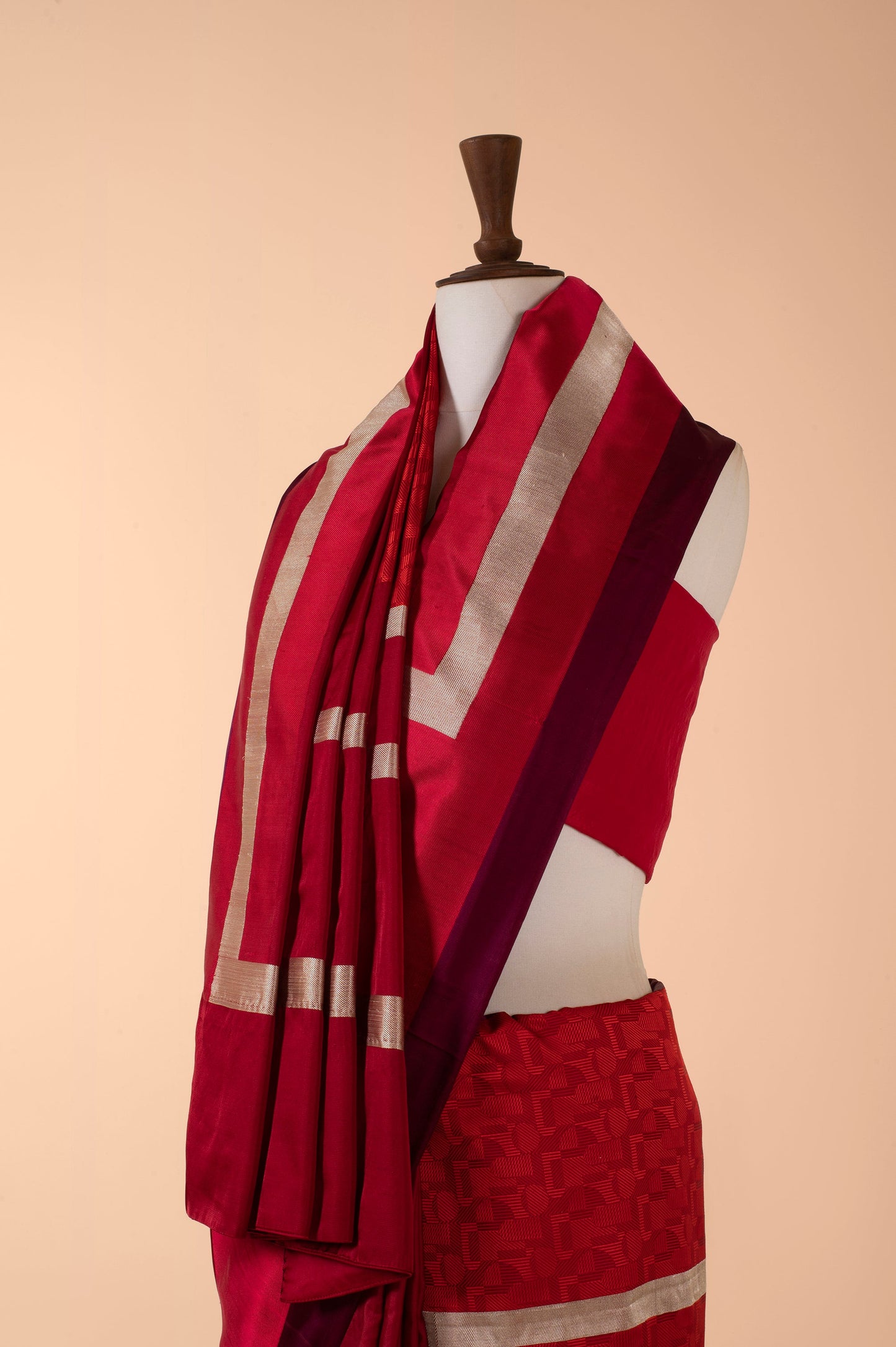 Brick Red Psychedelic Sari