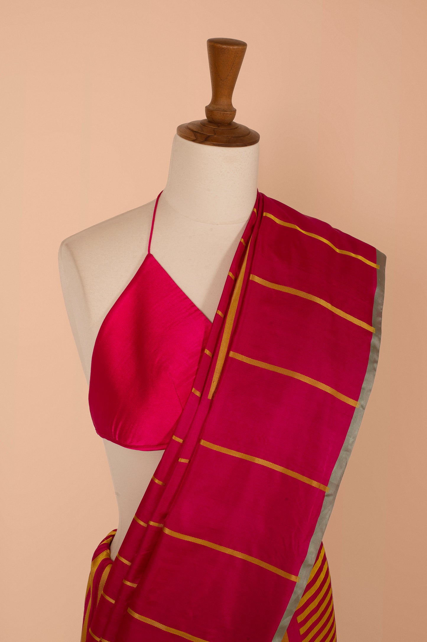 Pink Displaced Stripe Saree