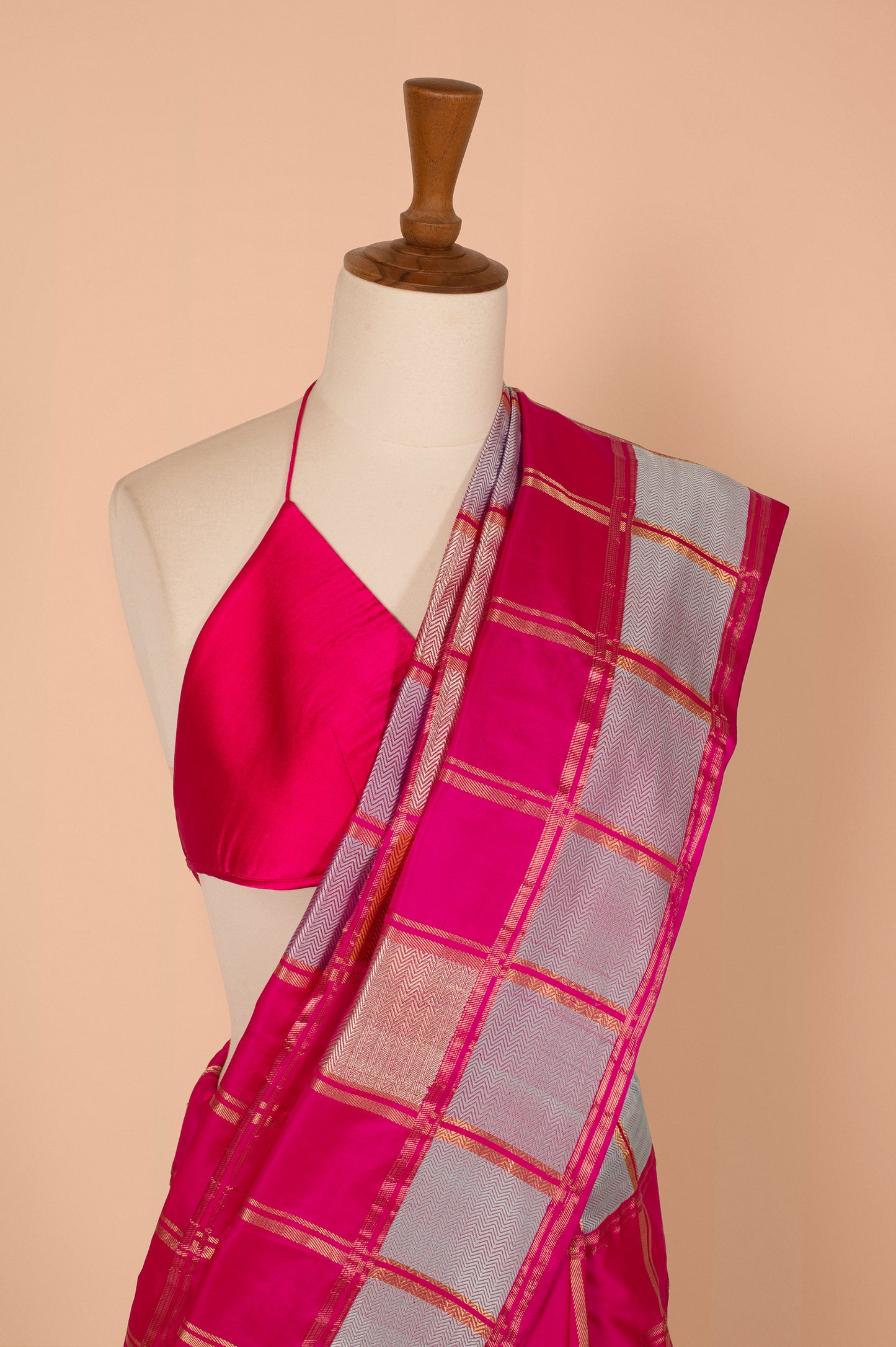 Hot Pink Checked Saree