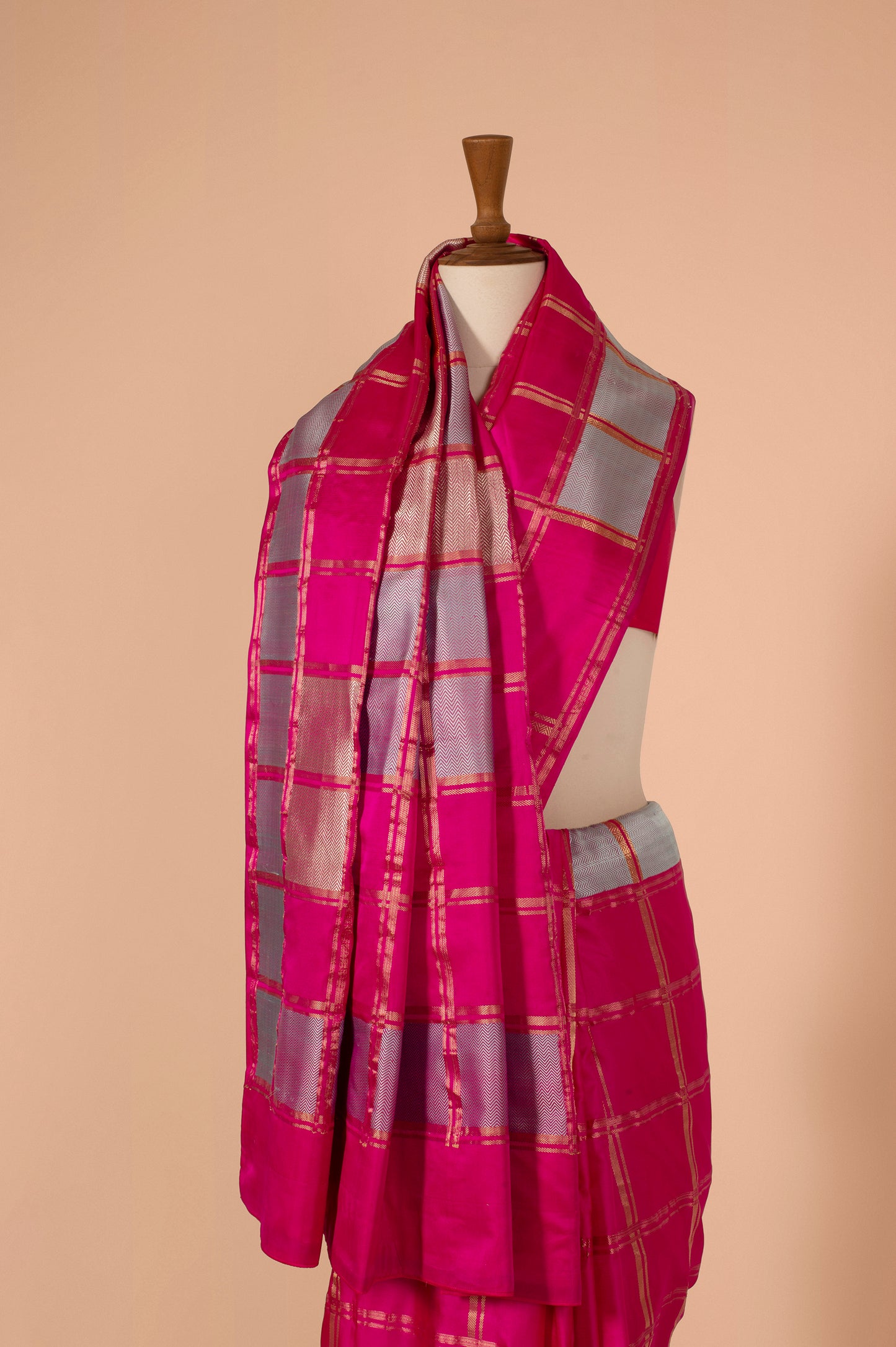 Hot Pink Checked Saree