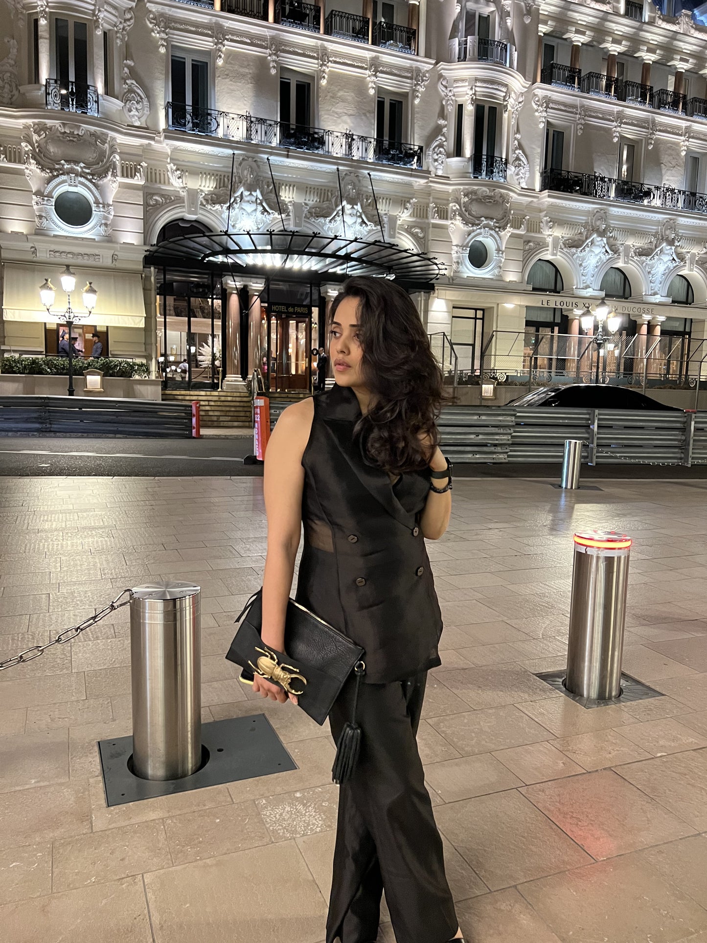 Noir Organza Vest and Pants