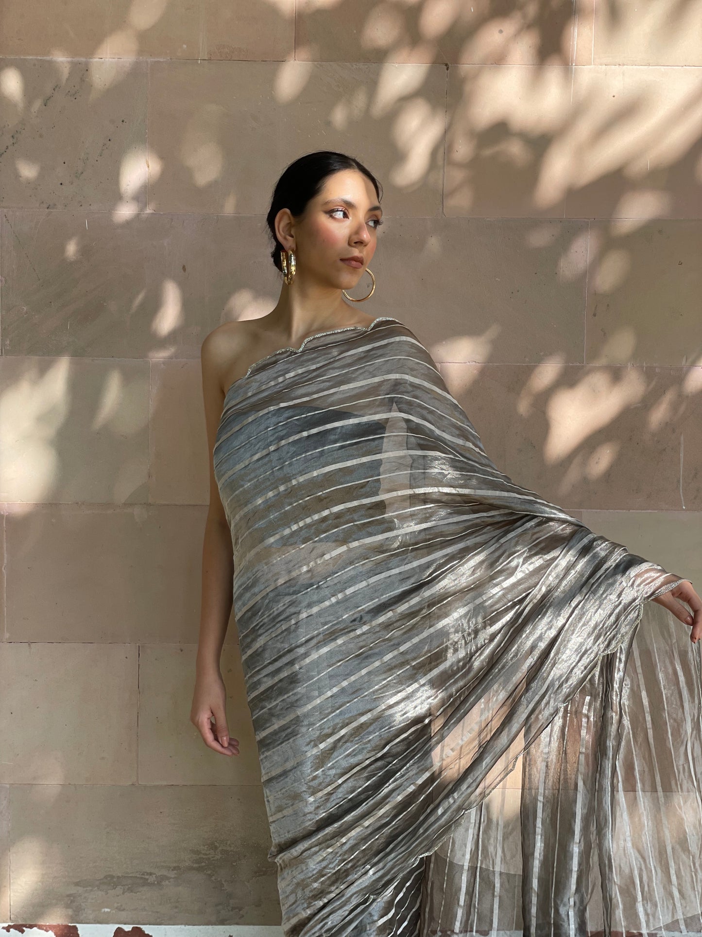 Charcoal Tissue Sari