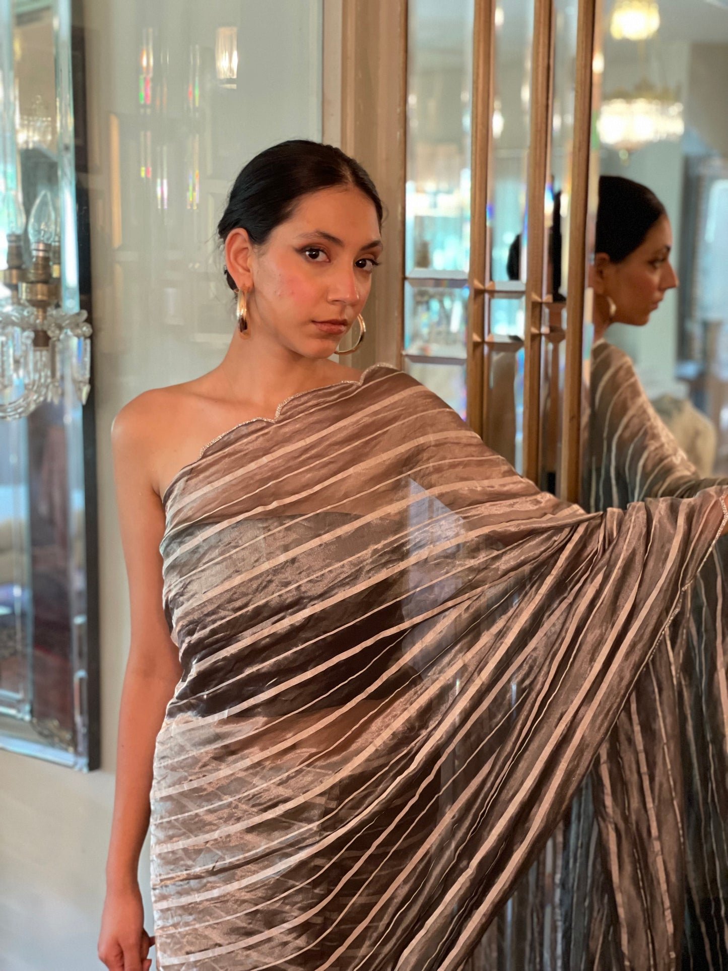 Charcoal Tissue Sari