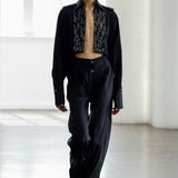 Black Iris Cropped Trench & Sleek Pants