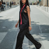 Blackened Pinstripe Vest & Pant Set