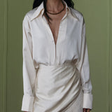 Cream Deep Neck Shirt