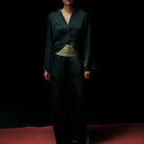 Forest Green Satin Blouse