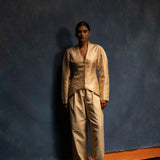 Ivory Curved Trousers