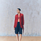 Signal Red Georgette Shirt