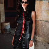 Blackened Pinstripe Vest & Pant Set