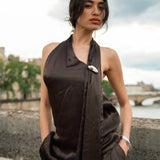 Twany Brown Asymmetrical Top With Pants