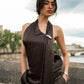 Twany Brown Asymmetrical Top With Pants