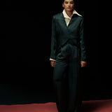 Forest Green Satin Blouse
