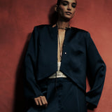 Evening Blue Satin Blouse