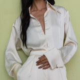 Cream Deep Neck Shirt